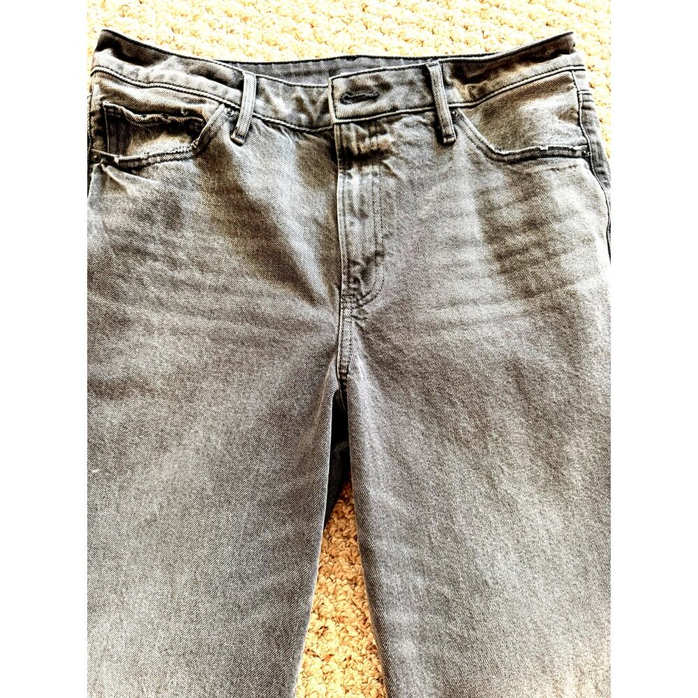 Express High Rise Wide Leg Jeans 14R Black Wash Raw Hem - Picture 3 of 5